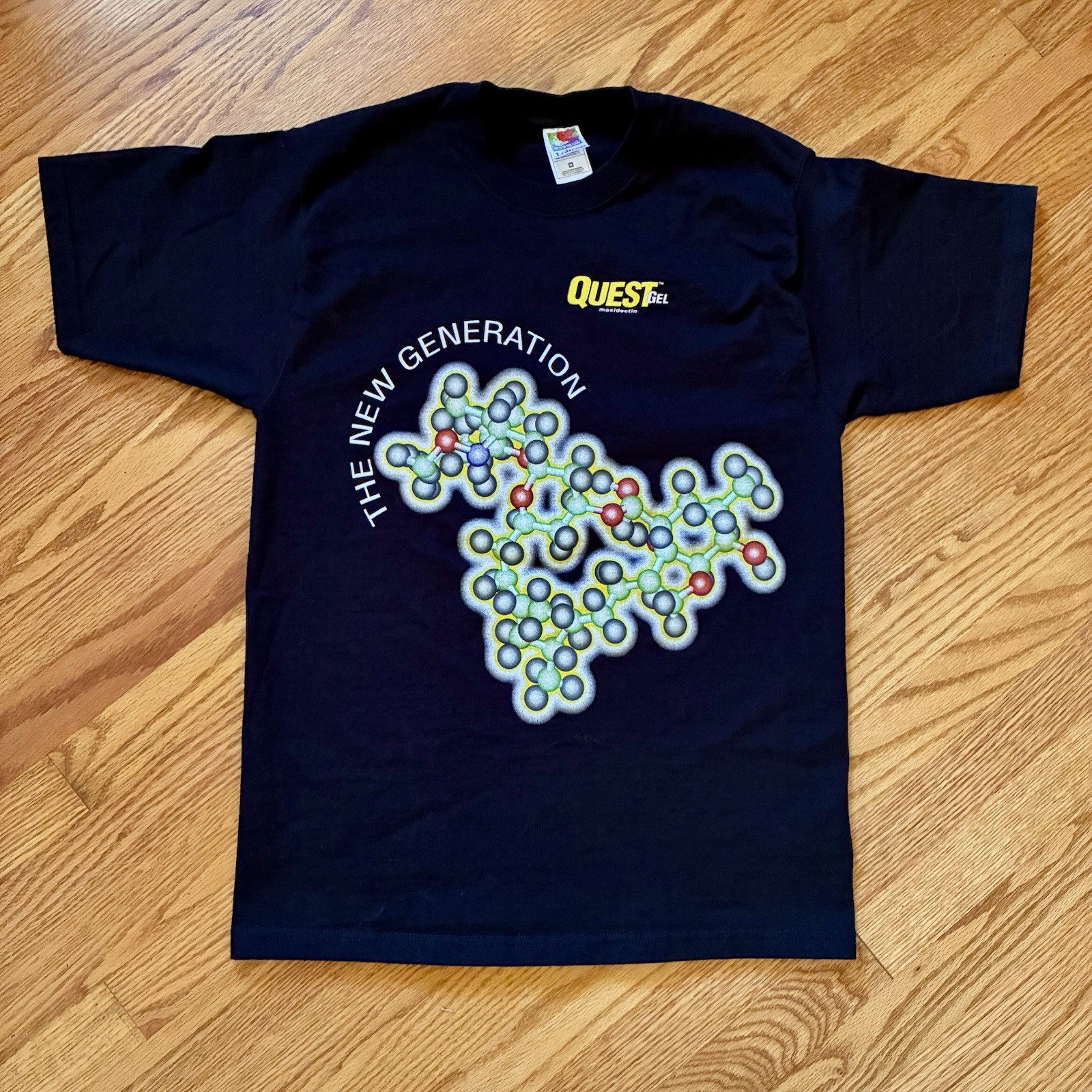 VINTAGE 90s Molecule Graphic Black T-shirt Size Medium