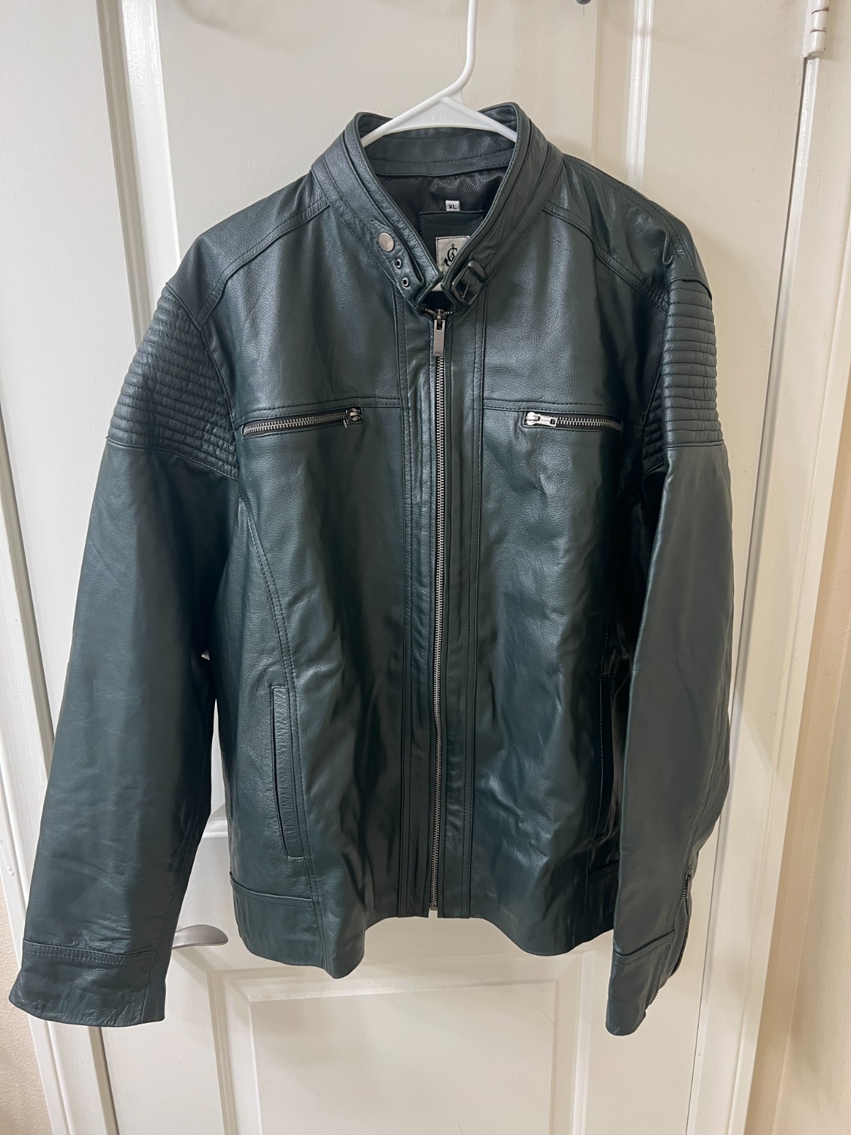 AR3MOR - Men\'s Dark Green Sheepskin Leather Jacket |  L/XL