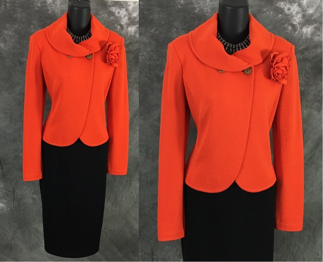 BEAUTIFUL St John jacket orange knit suit blazer size 6