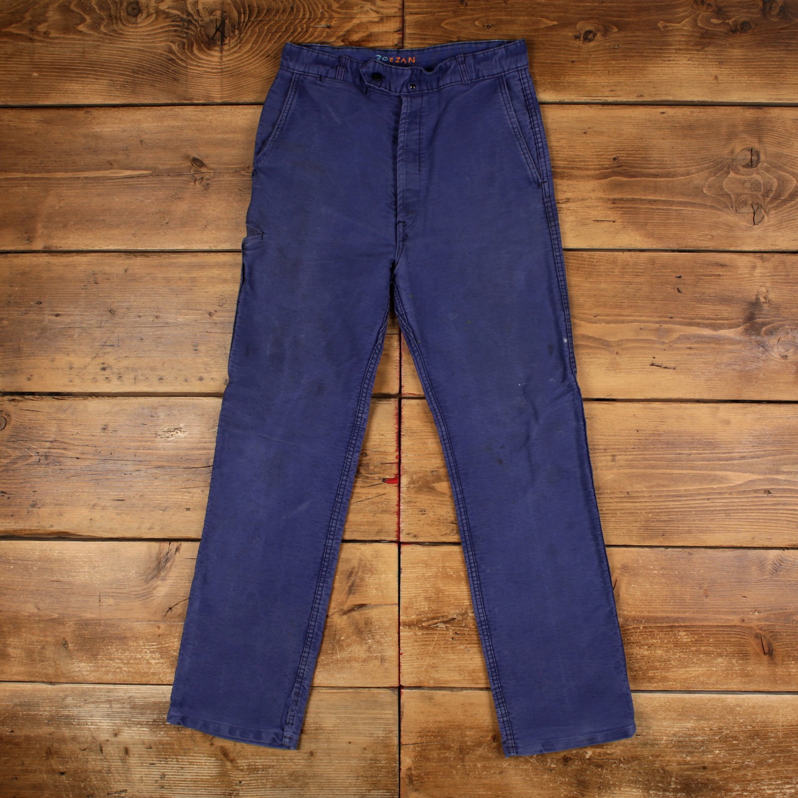 Vintage Adolphe Lafont French Workwear Trousers Pants 29x30 Mens 60s Moleskin