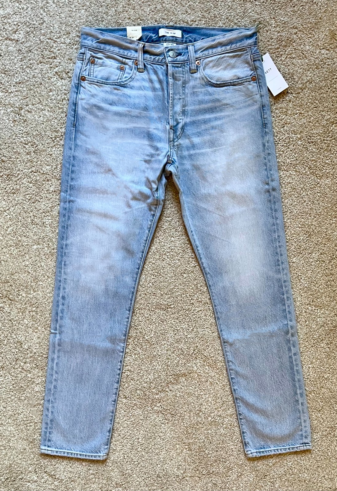 NWT AE77 Premium Denim Japanese Selvedge Blue Light Wash Jean Men The Slim 29x30