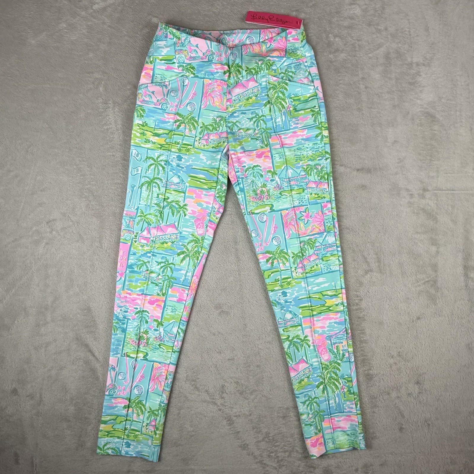 Lilly Pulitzer Corso Pants Women 2 Fairway Performance Golf Twill Luxletic NWT