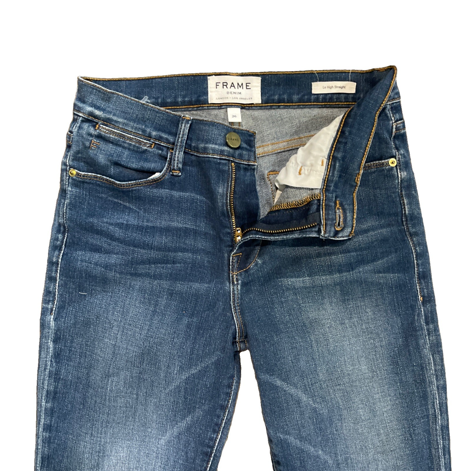 FRAME Women\'s High Rise Straight Jeans Size 26,/26 Length USA MADE