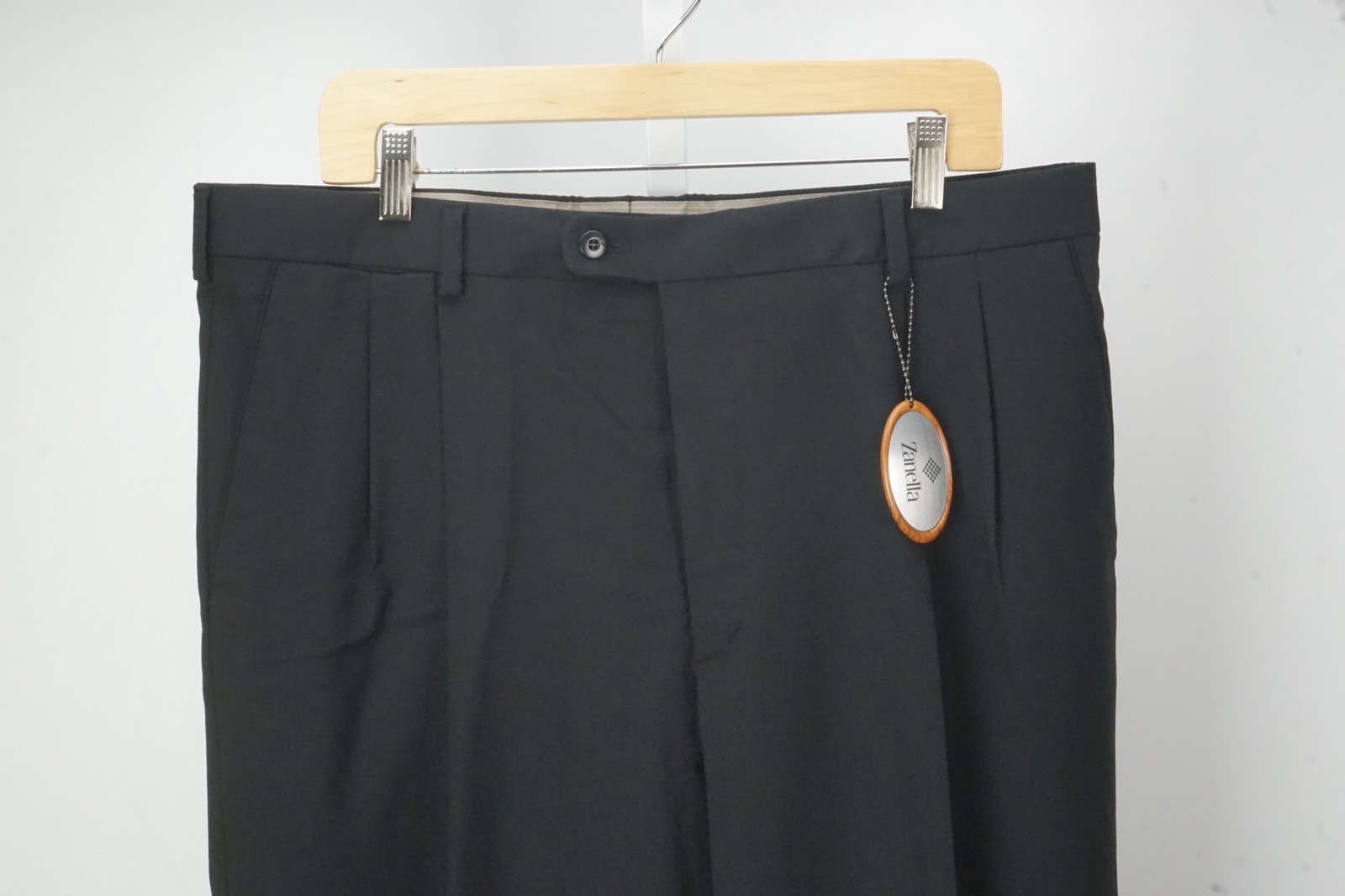 Zanella Johnny BlackWoven Cashmere Blend Mens Dress Pants Sz 56 EU BRAND NEW