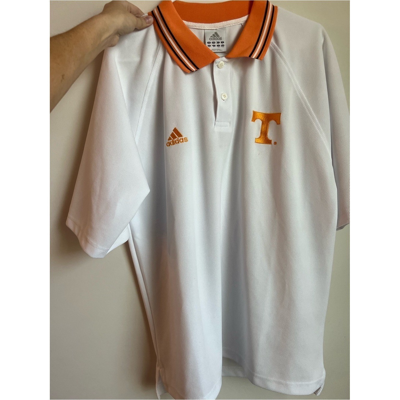 Vintage adidas Tennessee Volunteers Polo Shirt Mens Large White Orange Power T