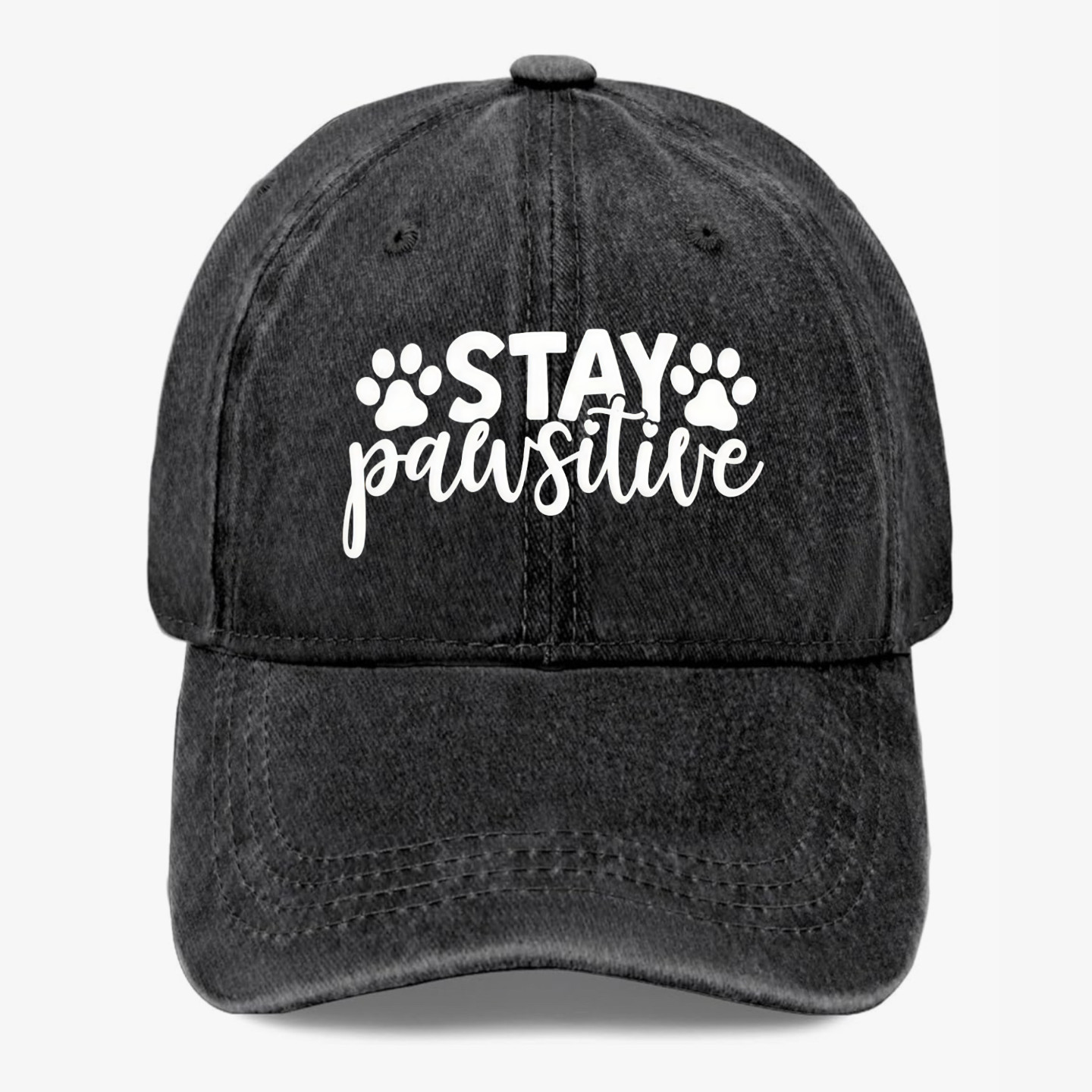 Funny Stay Pawsitive Hat Paw Print Dog Lover Cap Pet Lover Gift Adjustable