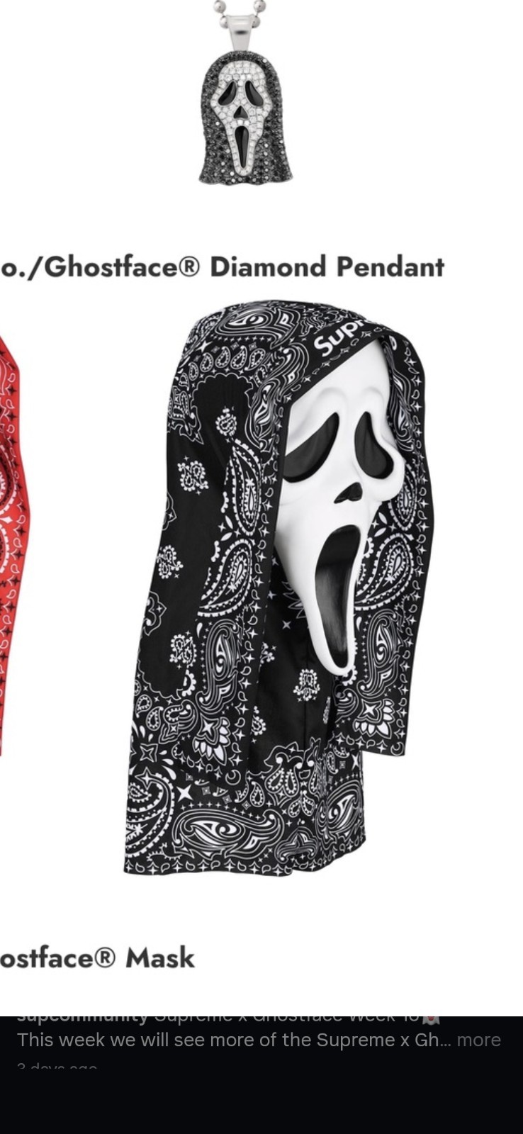 Supreme Ghost Face Mask BLACK