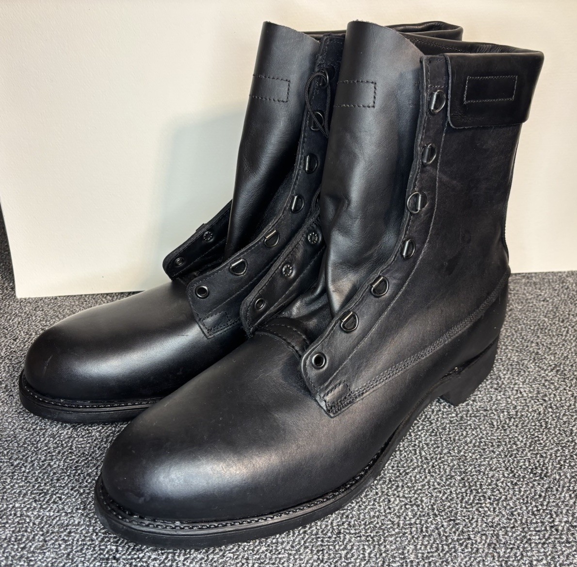 Vintage US Military Black Leather Combat Boots  10R NOS 1984 Army Addison Shoe