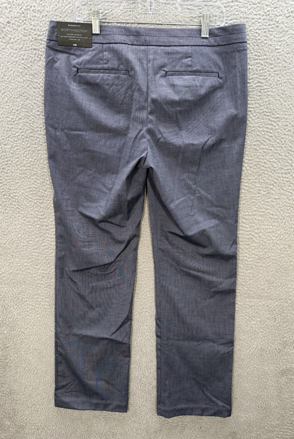 Worthington Pants Womens 14 Blue Houndstooth Modern Fit Dress Careerwear NEW