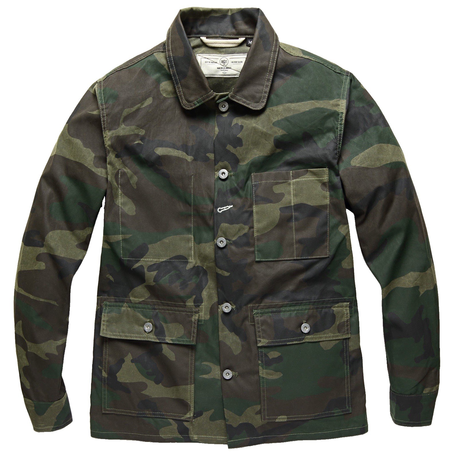 Rogue Territory Waxed Field Jacket Olive Camo Medium RGT Supply Button