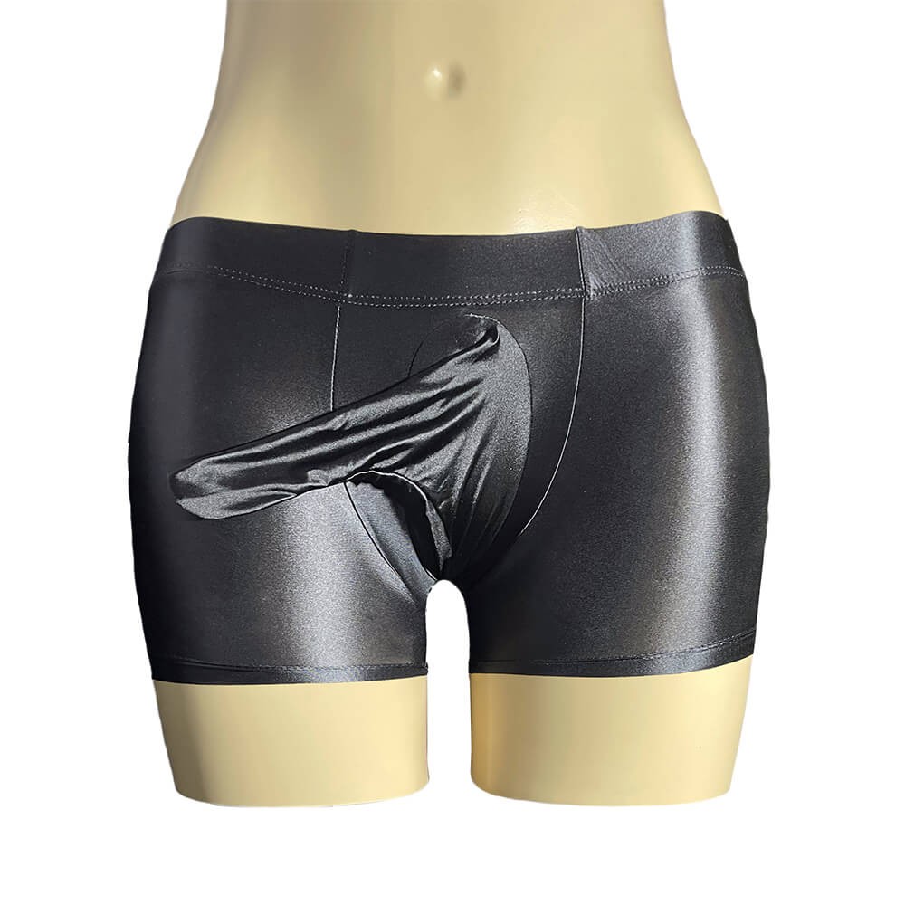 Men\'s Oil Shiny Glossy Boxer Briefs Bulge Pouch Stretch Trunks Shorts Underwear