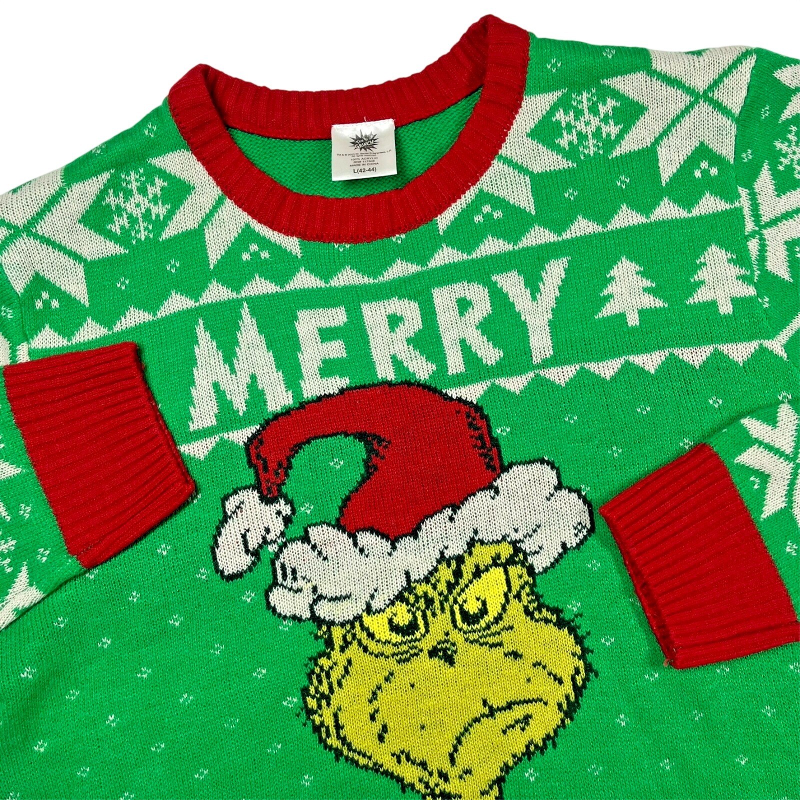 The Grinch Ugly Christmas Sweater Men\'s L Merry Grinchmas Holiday Party Festive