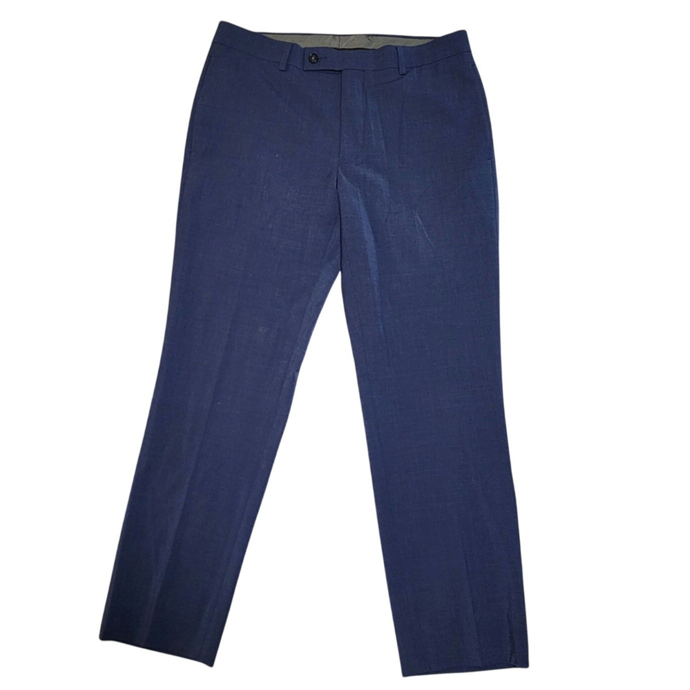 Calvin Klein Men 32x30 Skinny Fit Dress Pants Premium Wool Blue Slacks Trousers