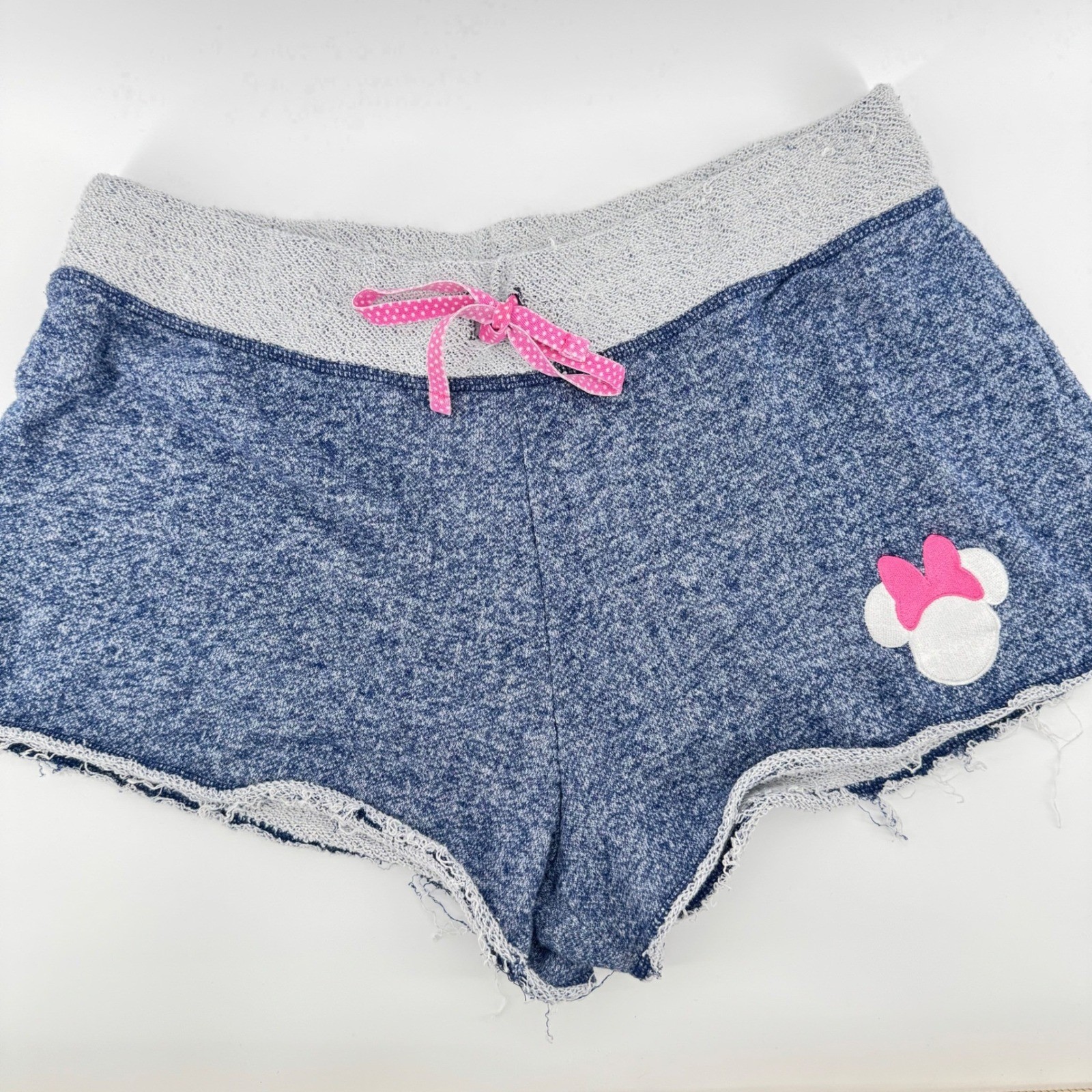 Disney Parks Minnie Mouse Shorts Women Large Blue Gray Lounge Sleep Drawstring