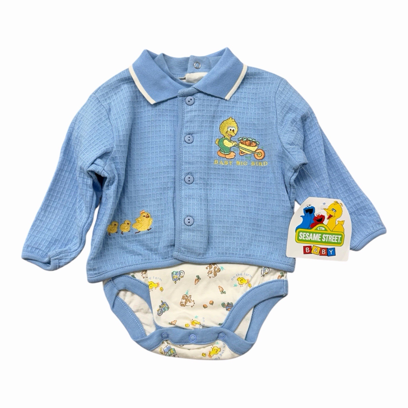 NWT Vintage Sesame Street Baby Big Bird Two Piece Outfit Size 3-6 Months