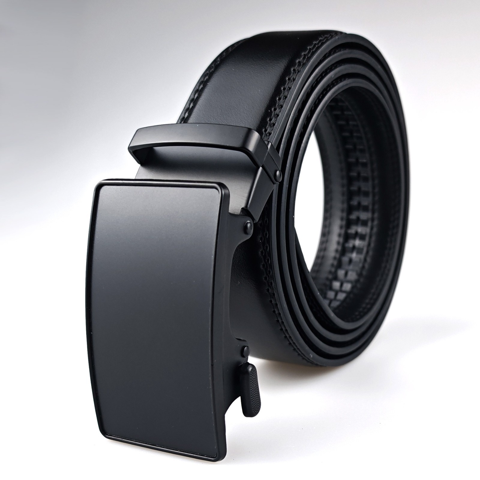 New Genuine Leather Mens Ratchet Belt Belts For Man Adjustable Automatic Buckles
