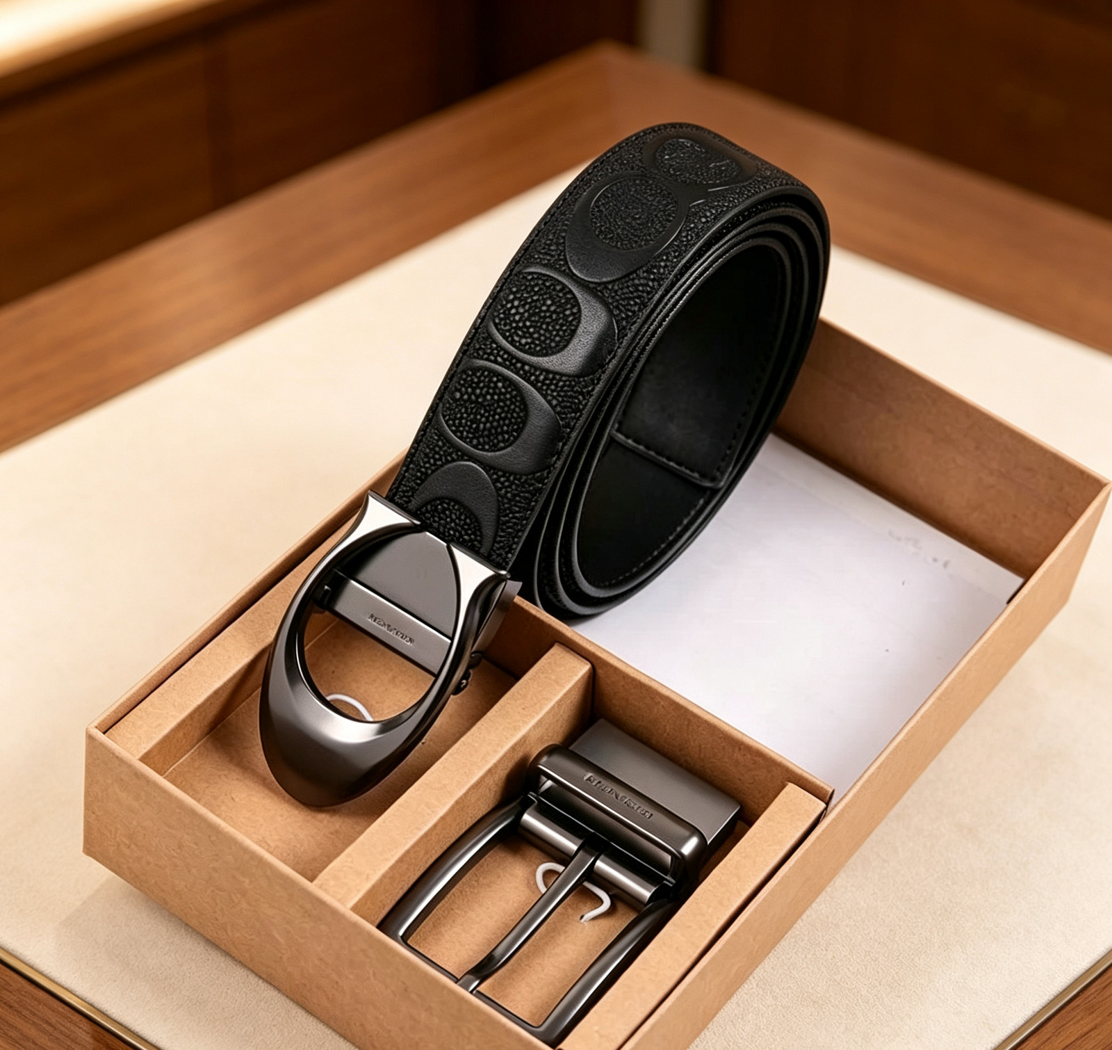 🎁COACH Men's belt business casual signature leather belt with two buckle 120cm.