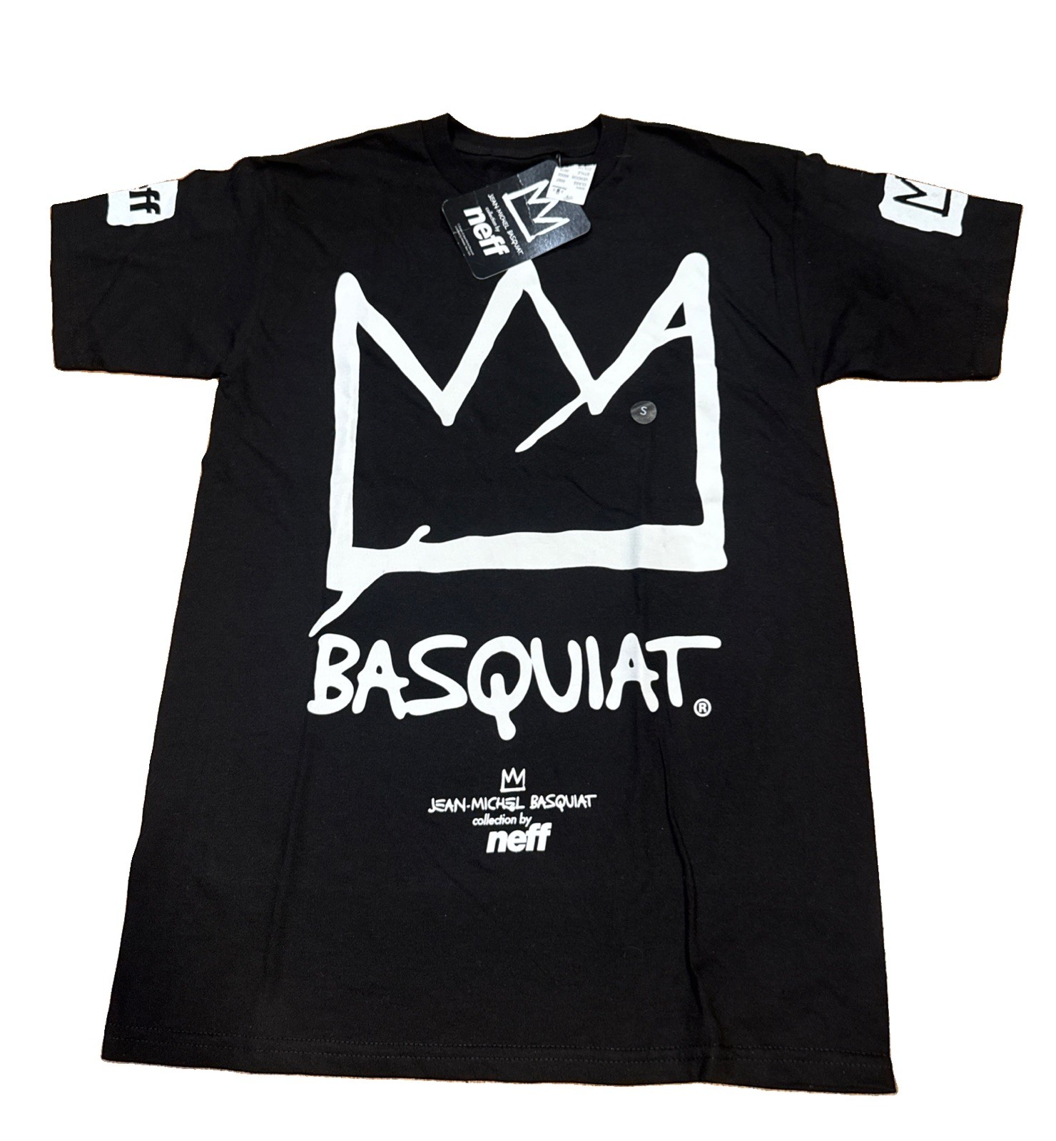 NEW Neff Jean-Michel Basquiat Black T-Shirt Crown Pop Art Hipster Men Small NWT