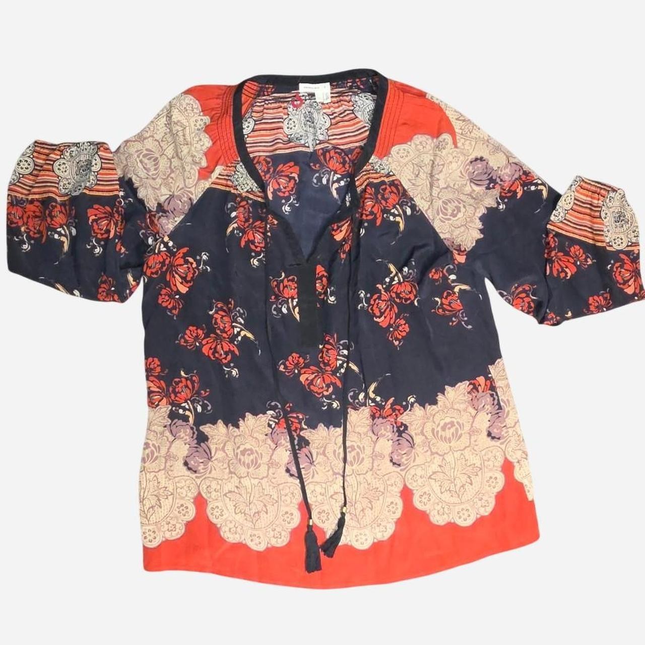 anthropologie meadow rue 100% silk peasant blouse boho