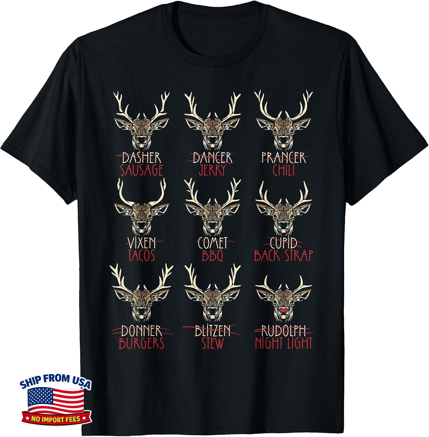 All of Santa\'s Reindeer Funny Deer Hunters Hunting T-Shirt