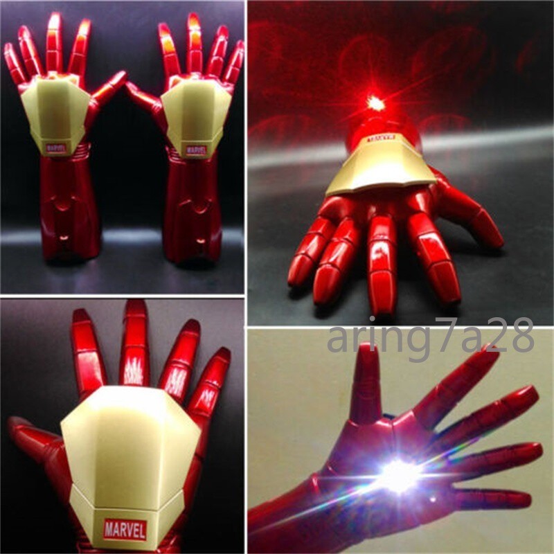 US NOW LED Light Iron Man Armor Arm Left+Right Cosplay Gloves Hands Props