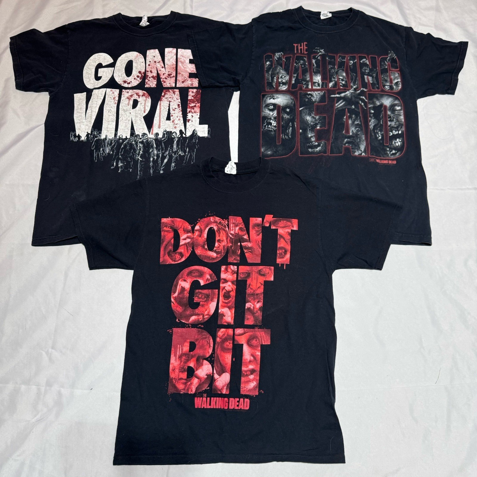 AMC\'s THE WALKING DEAD 3 Faded T Shirt Lot Gone Viral Don’t Got Bit Size M