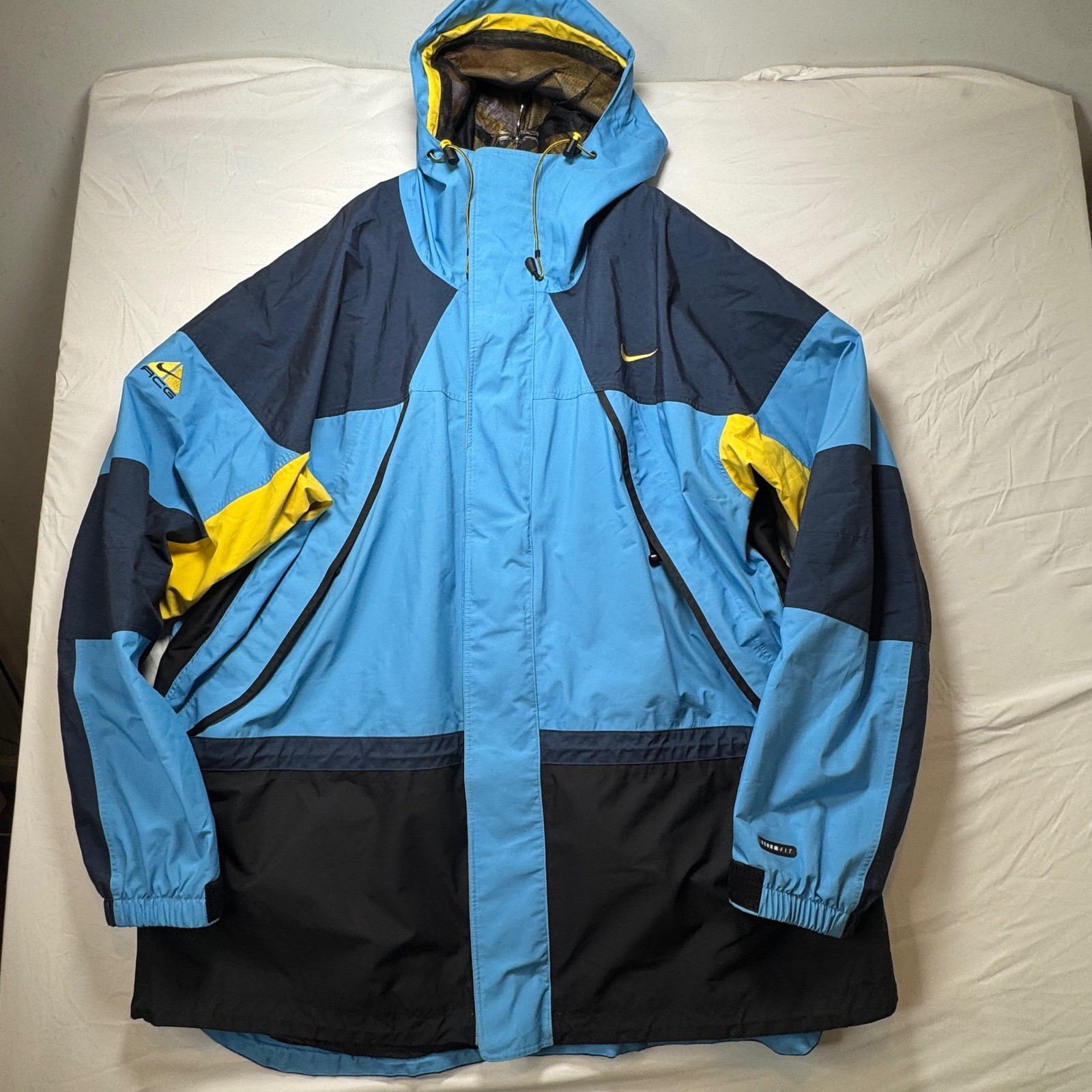 Vtg Nike ACG Jacket Storm FIT Outer Layer 3 Y2K Parka Blue Navy Yellow Size XXLT