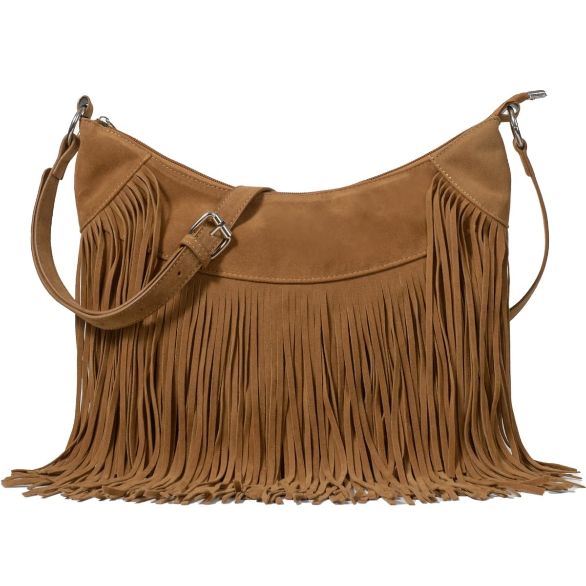 Sunwel Fashion Women Fringe Hobo Bag Western Purse Shoulder Bag Vegan Suede Tass
