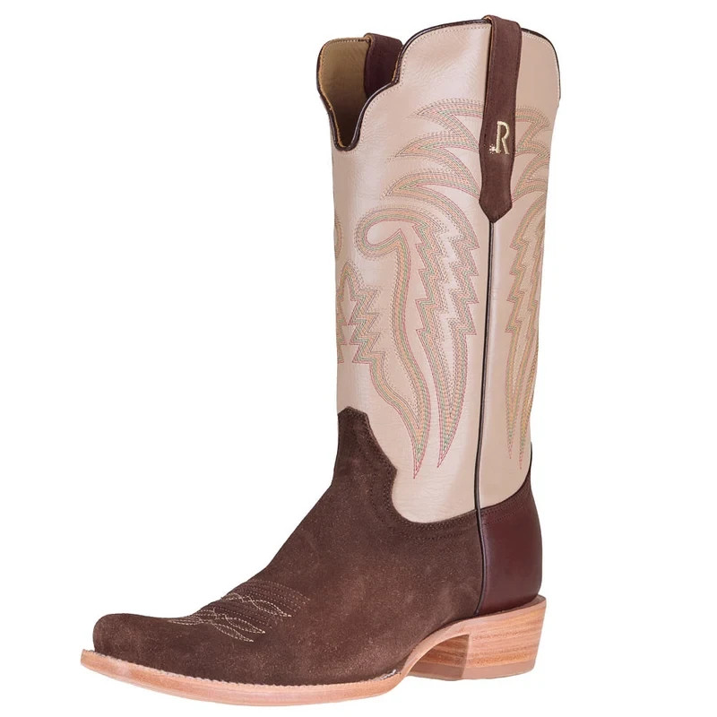 SALE - R Watson Boots Men's Chocolate Heavy Roughout Vamp 13in Bone Sinatra Top