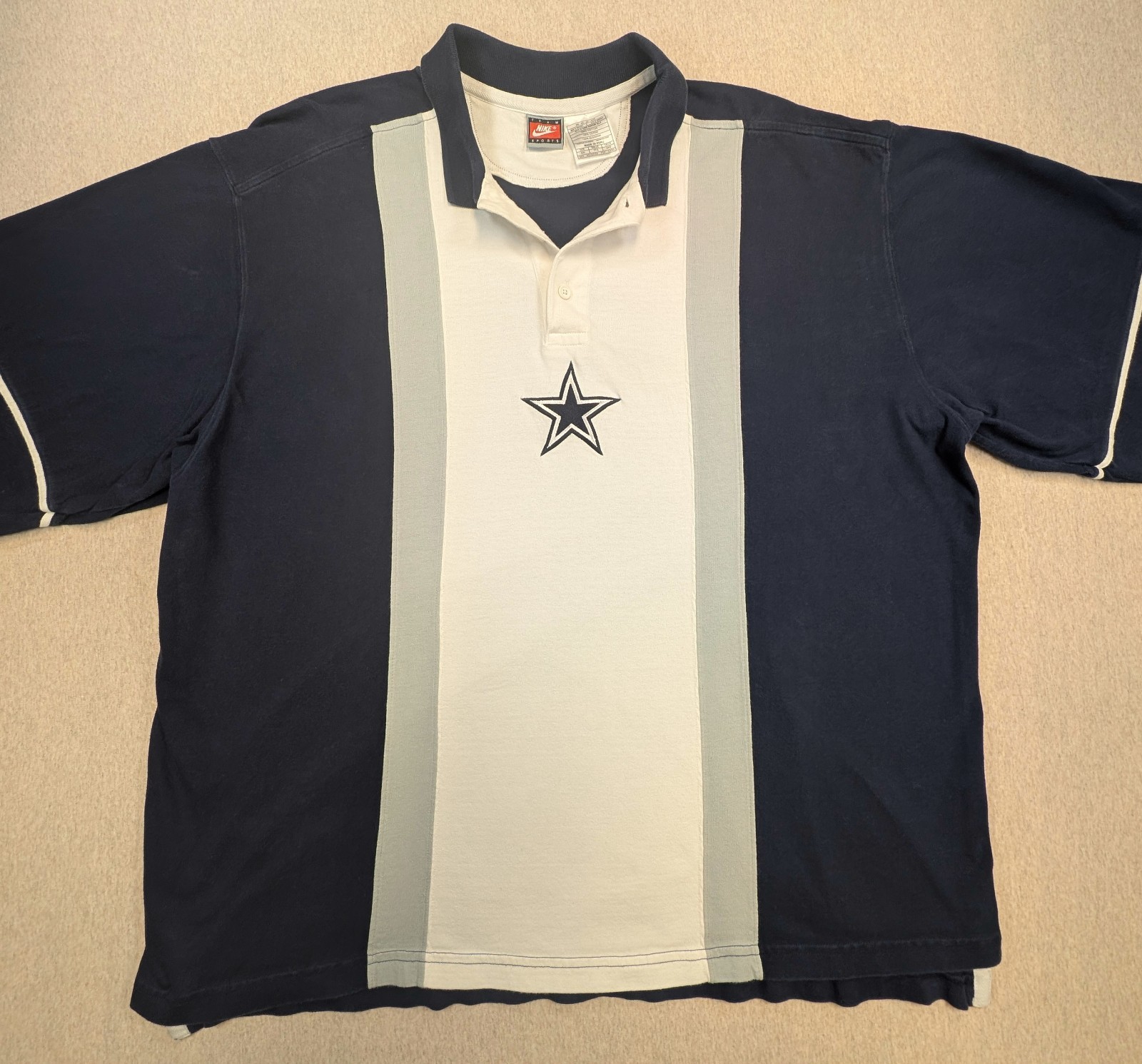 Nike Polo Shirt Men\'s Large XXL 2X Dallas Cowboys Long Sleeves NFL 90\'s 2YK VTG