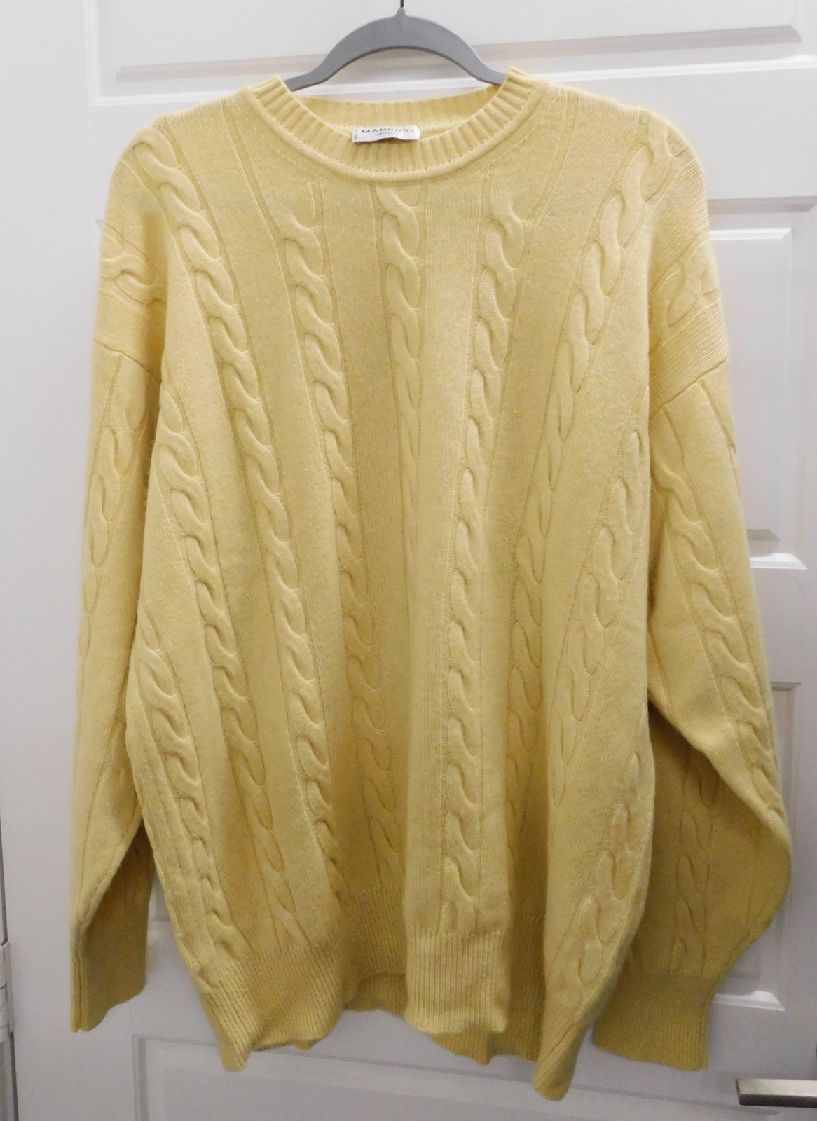 Manrico Classic-Fit Cable Knit Pure Cashmere Yellow Sweater sz 58 (US 48 XXL)