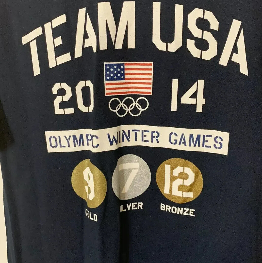 New TEAM USA APPAREL Mens Sz L T Shirt 2014 Olympic Winter Games Win Count NWT