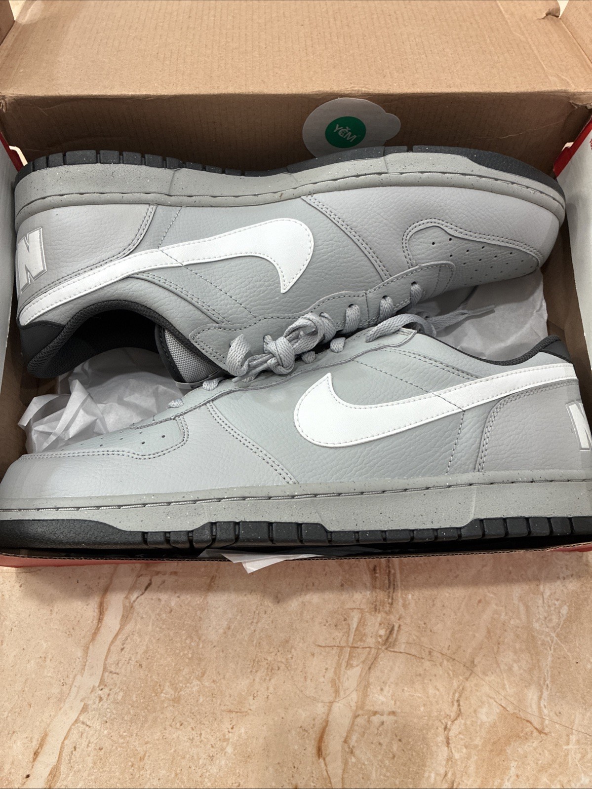 Nike Big Nike Low Light Smoke Grey White 355152-017 Men\'s Size 13 New With Box