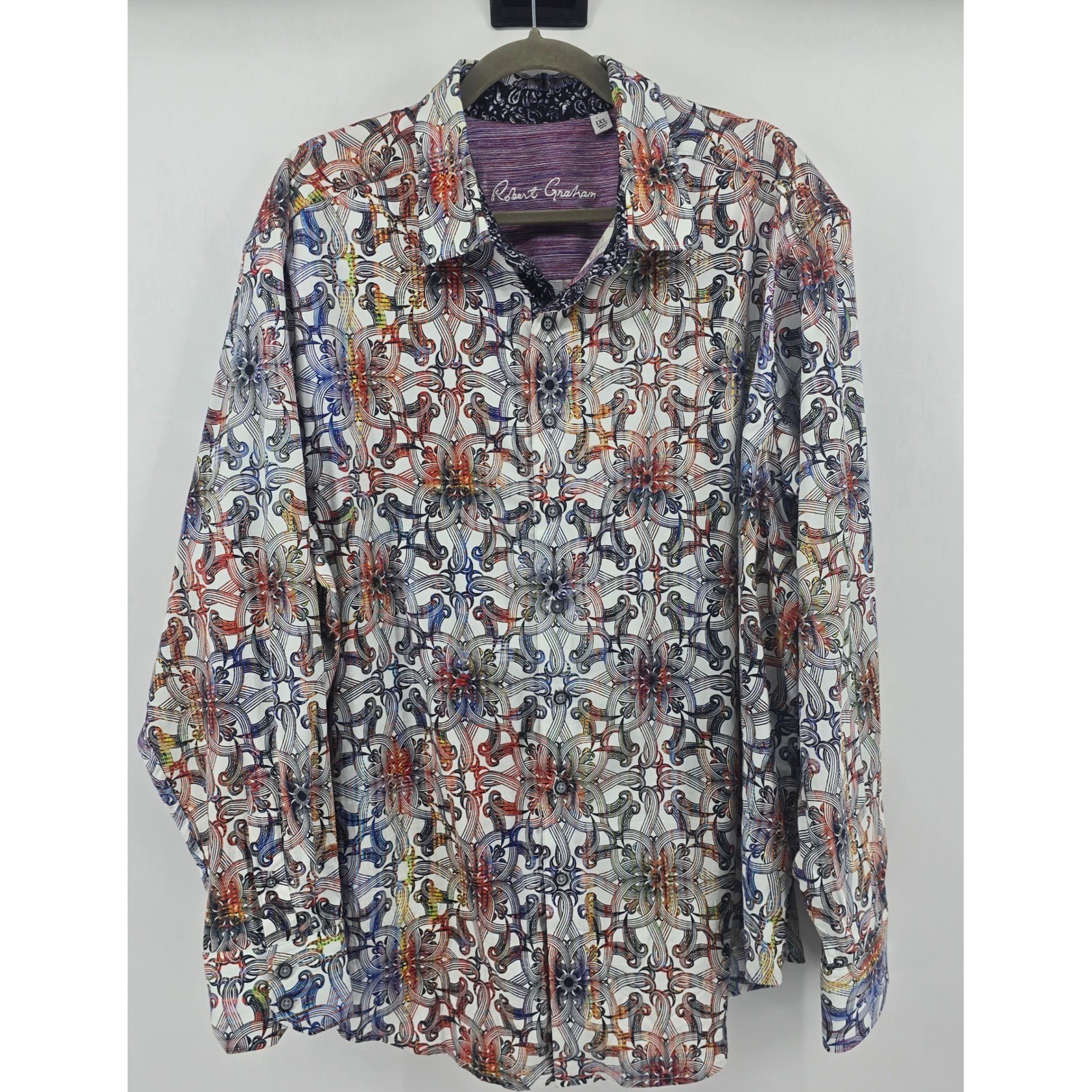 Robert Graham Mens 1XL Multi-Color Kaleidoscope Print Button Down Shirt XL