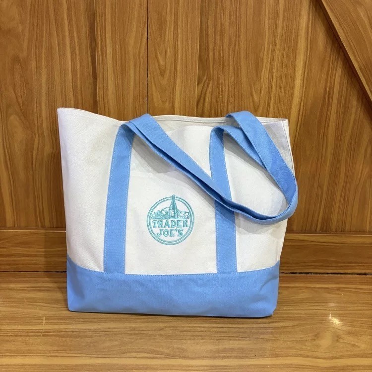 Trader Joe's Canvas Tote Shopping Bag US|LARGE | Green BLUE Pink Yellow New FS