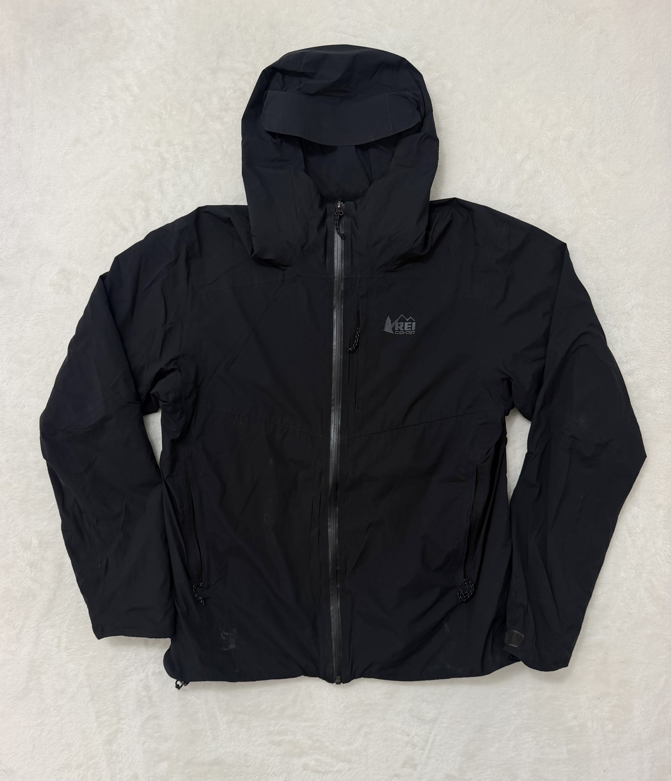 REI Co-op Jacket Mens Medium Black Peak 2.1 Hooded Waterproof Insulated Hiking