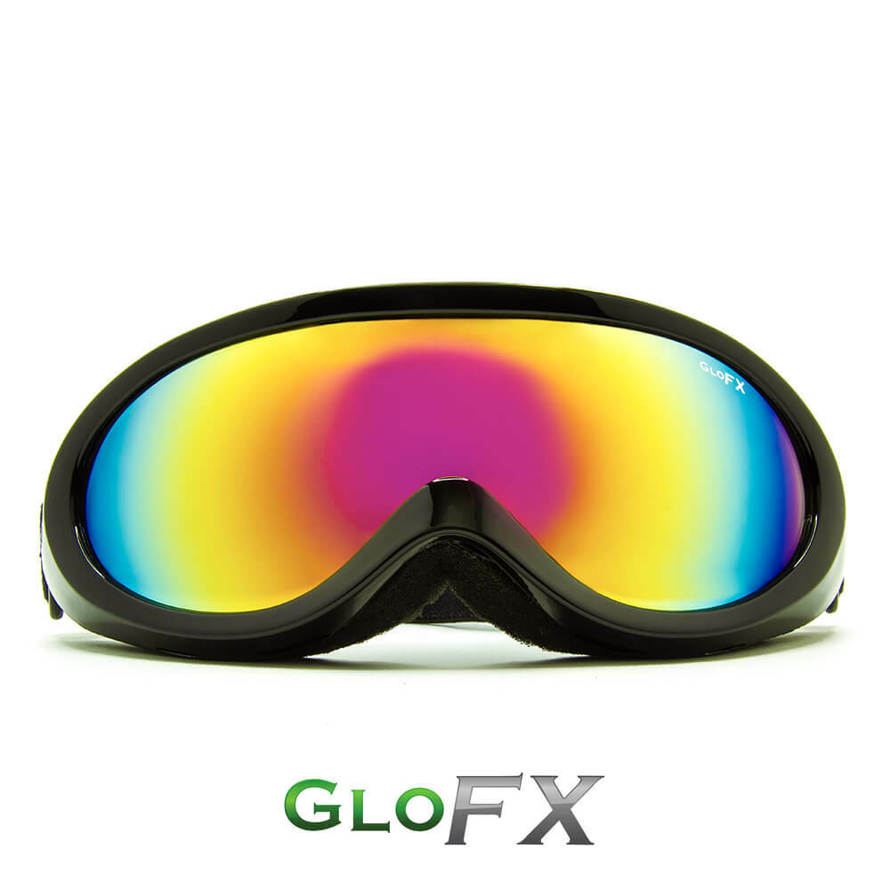 GloFX Black Diffraction Ski Goggles - Rainbow Gradient Dual Pane & Fog Resistant
