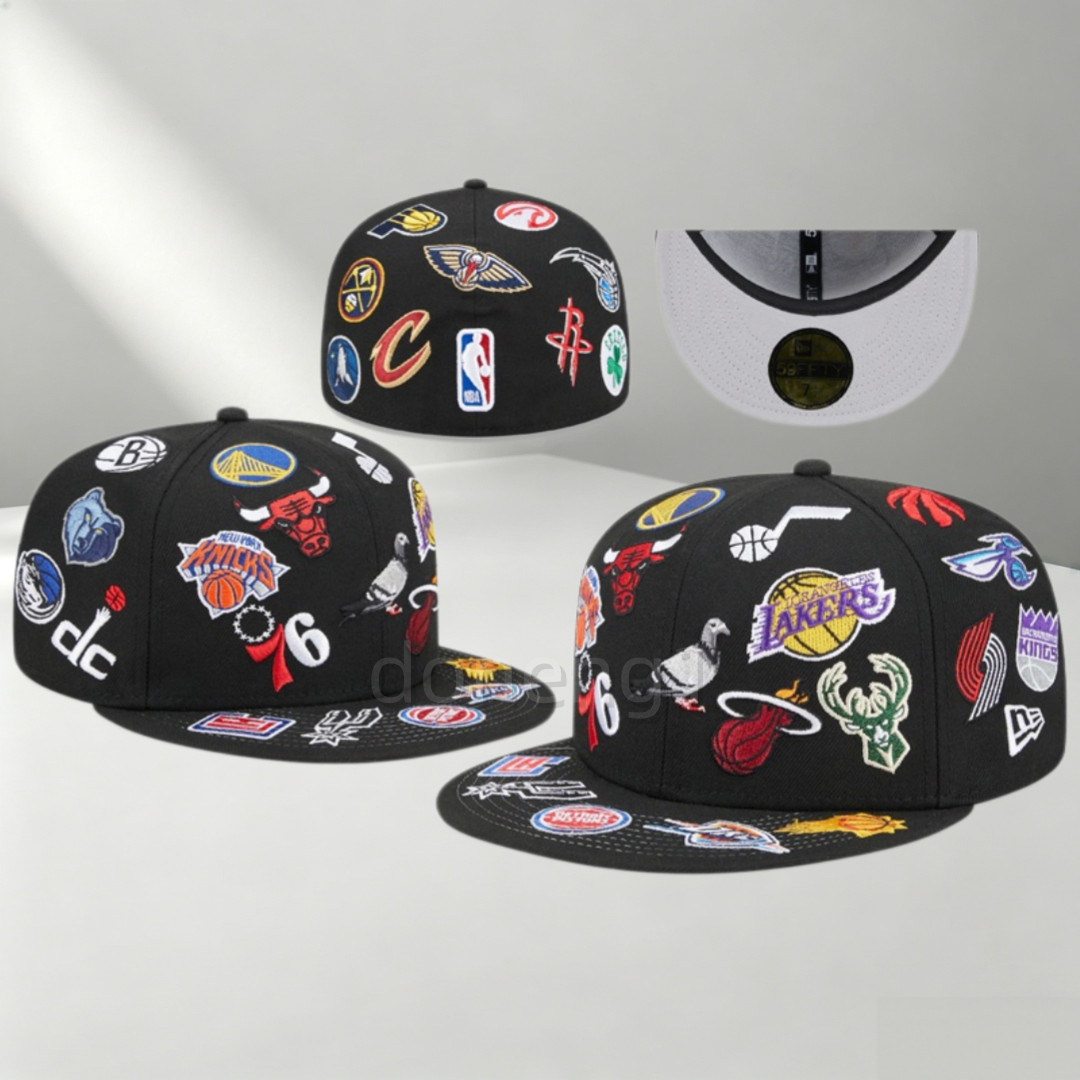 NBA Men\'s All-Star Game Full Logo Patch Black Outdoor Sports Flat Brim Hat Cap