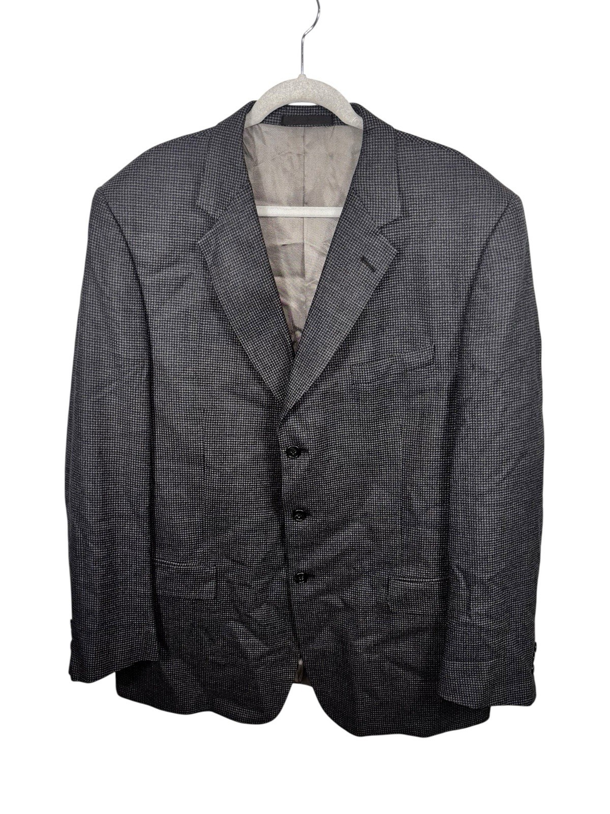 Vtg Monsieur Givenchy Men’s Wool Sport Coat Blazer Gray Houndstooth Classic Fit