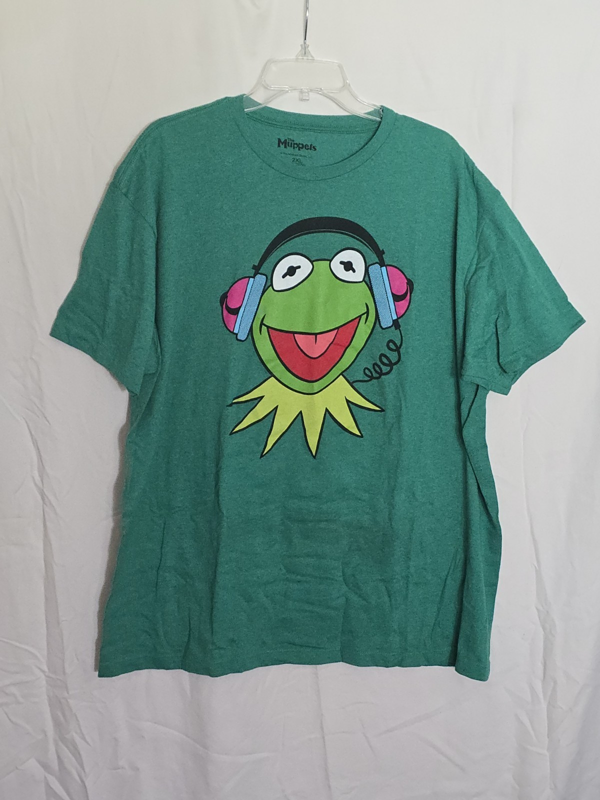 Kermit The Frog Muppets T-shirt 2XL Green Headphones Jim Hensen Retro