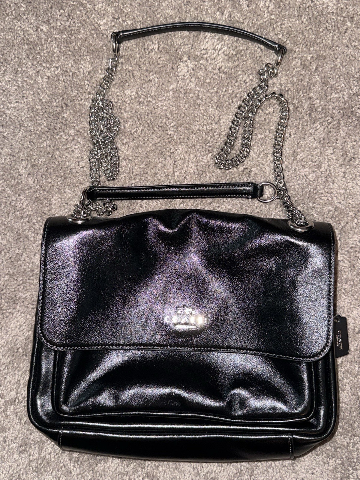 COACH Elodie Black Leather Shoulder Crossbody Bag NWOT Excellent