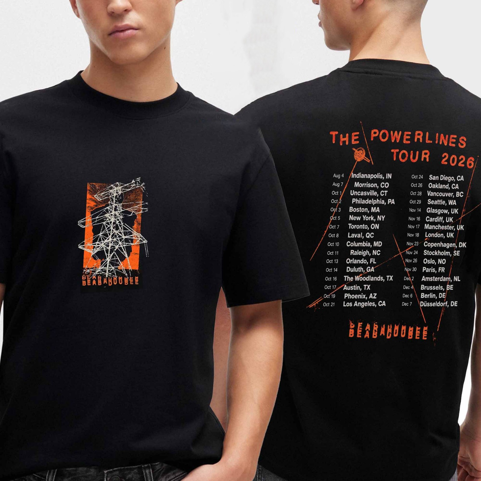 Beabadoobee 2026 Tour Dates The Powerlines Reprint T-Shirt