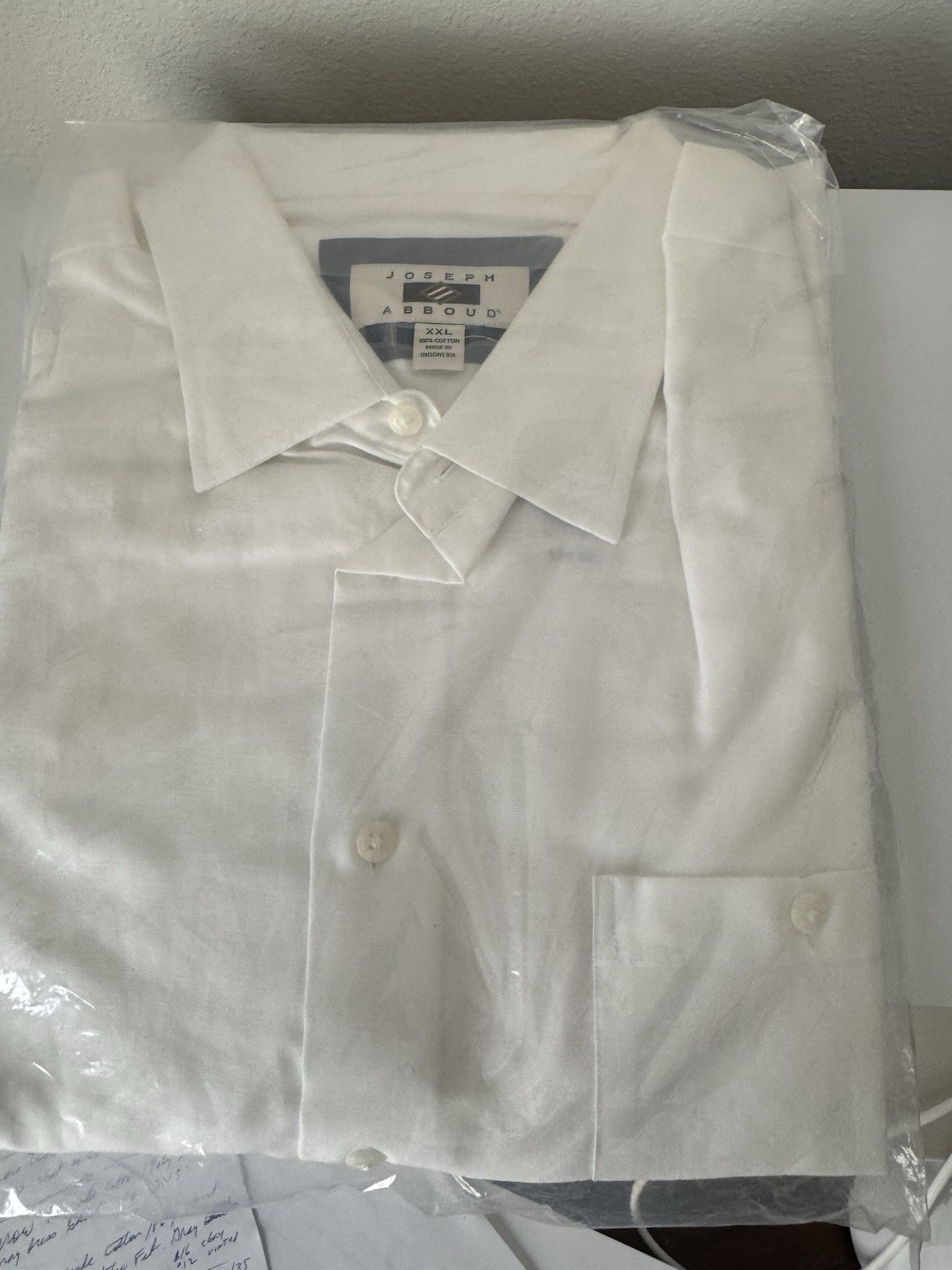 Joseph Abboud Non-Iron Plaid Cotton  Men\'s Dress Shirt 2XL .  Solid White.