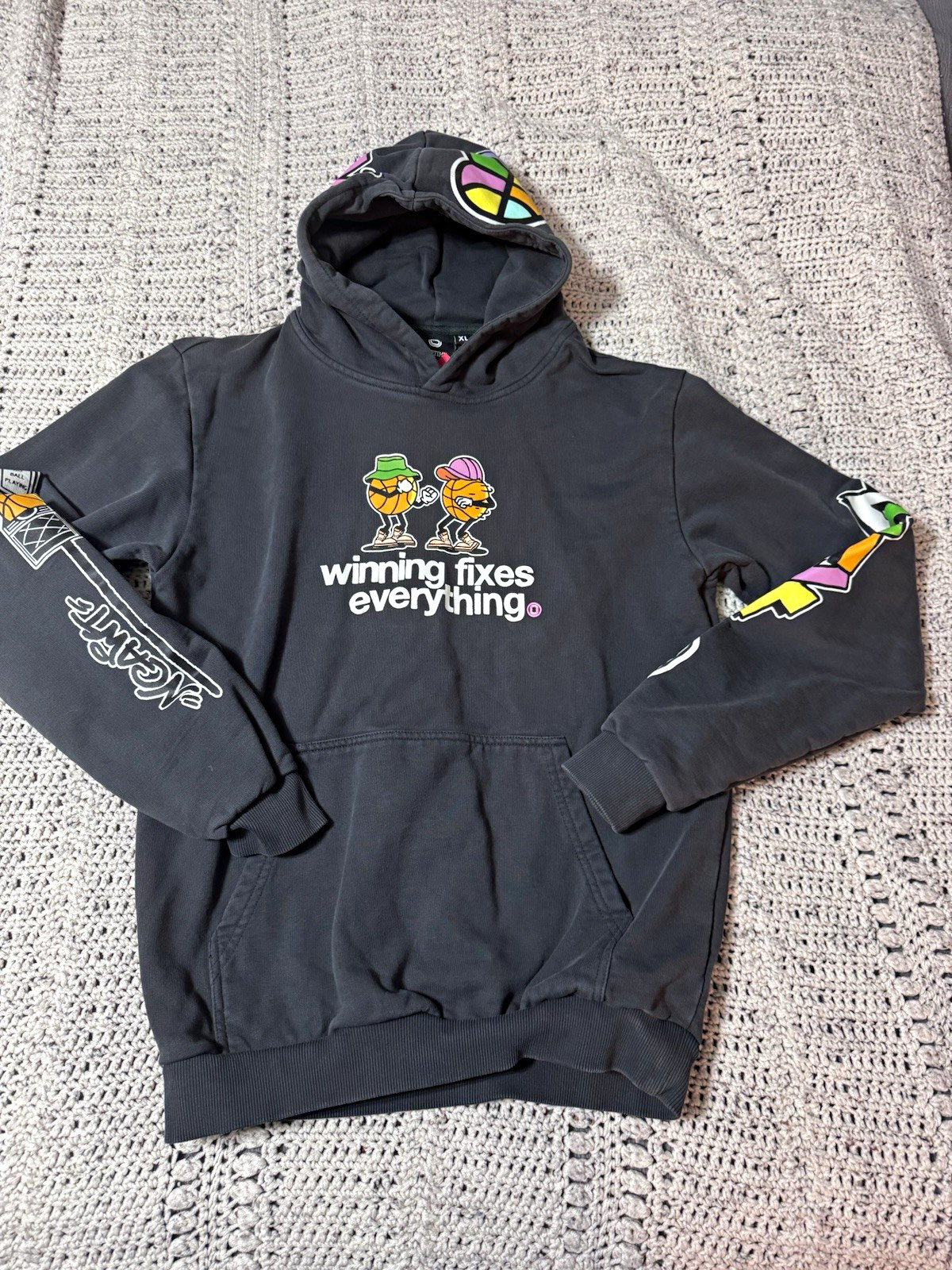 Overtime Men’s XL Gray Pullover Hoodie Graphic Print \