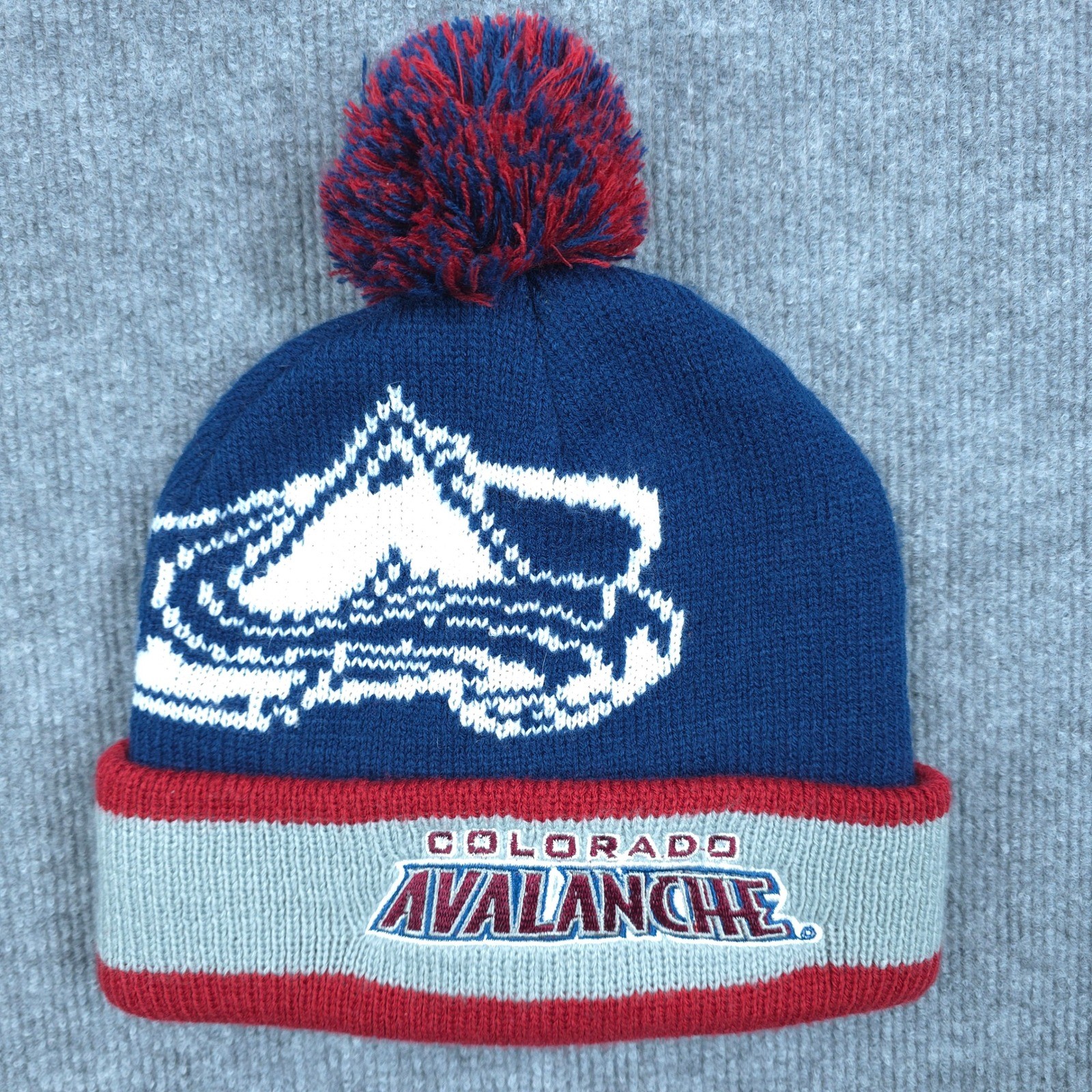 Colorado Avalanche Hat Cap Beanie Mens Blue Red NHL Hockey Winter Pom Knit Hat
