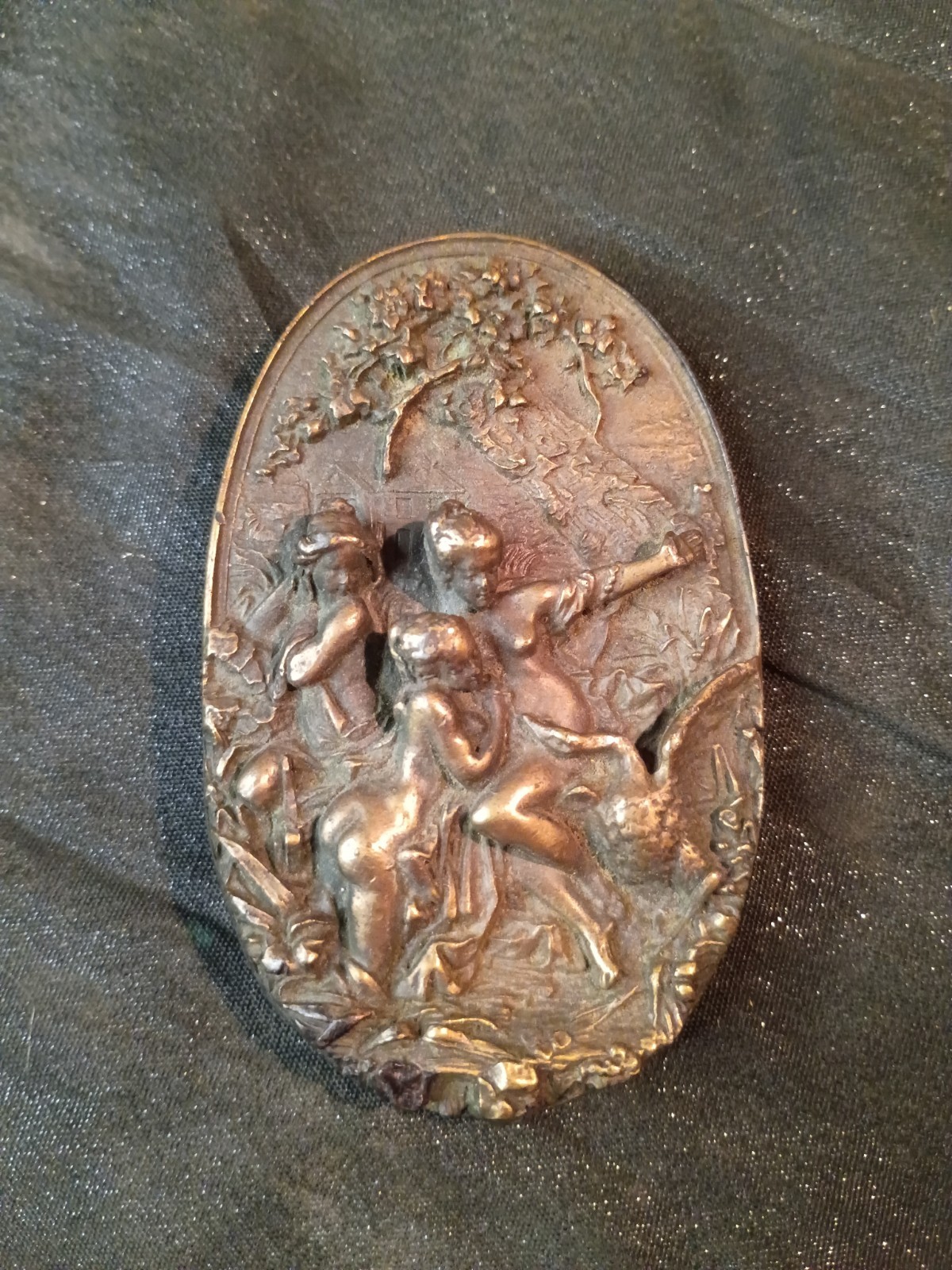 Vintage Leda and the Swan Mythology Mythical Greek Myth Bergamot Solid Brass