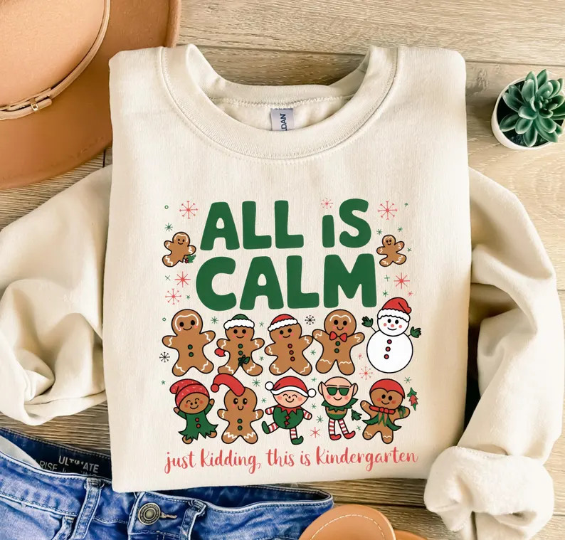 Kindergarten Teacher Christmas Sweatshirt Gingerbread Holiday Shirt Top