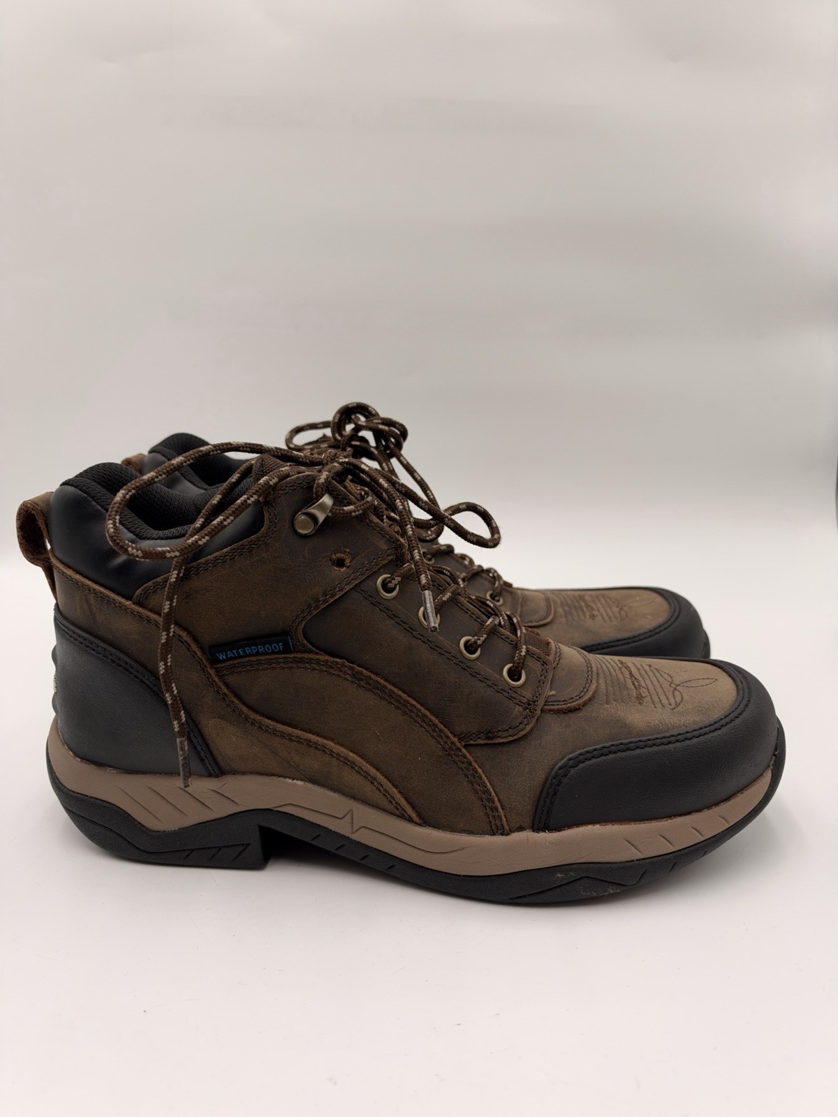 Cody James Mens Brown Leather Waterproof Western Hiking Boots Size 11.5