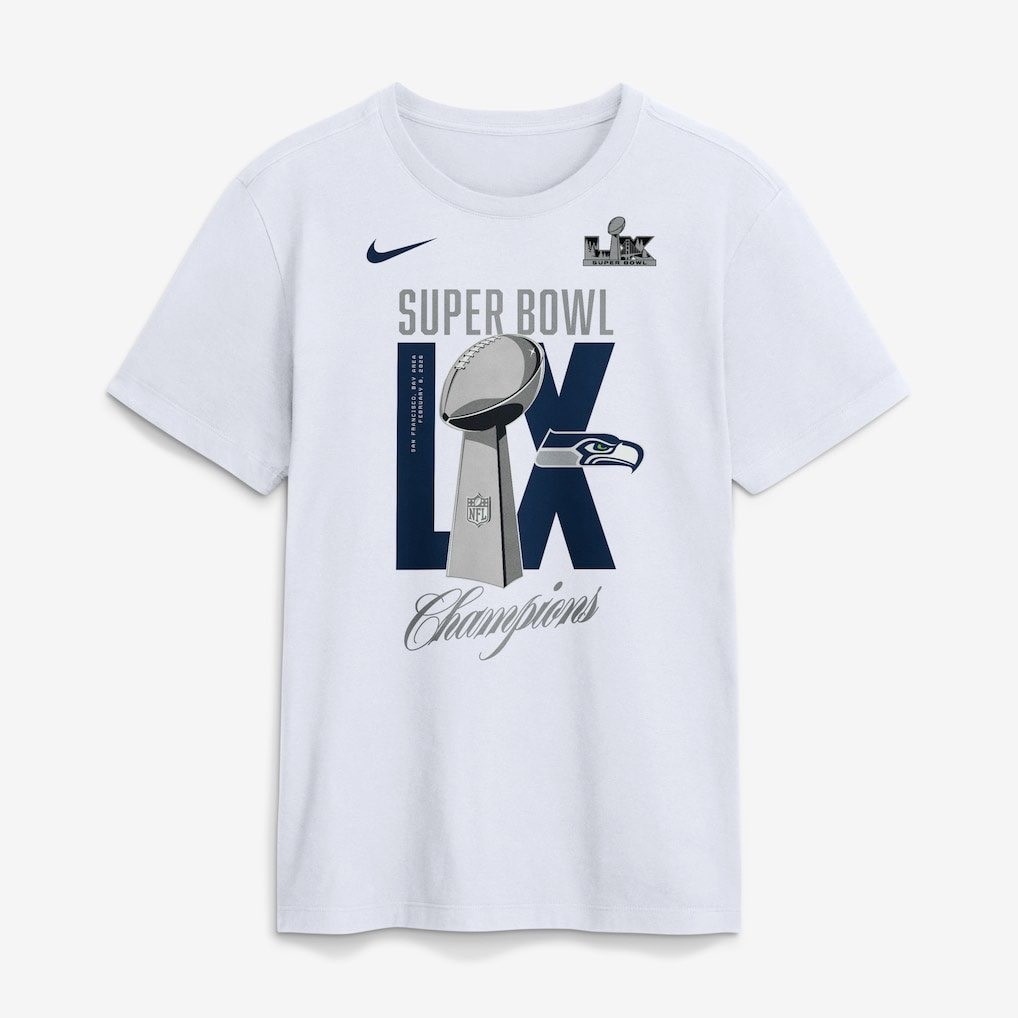 Nike Seattle Seahawks Super Bowl LX Champions Mens White Graphic T-Shirt XL New