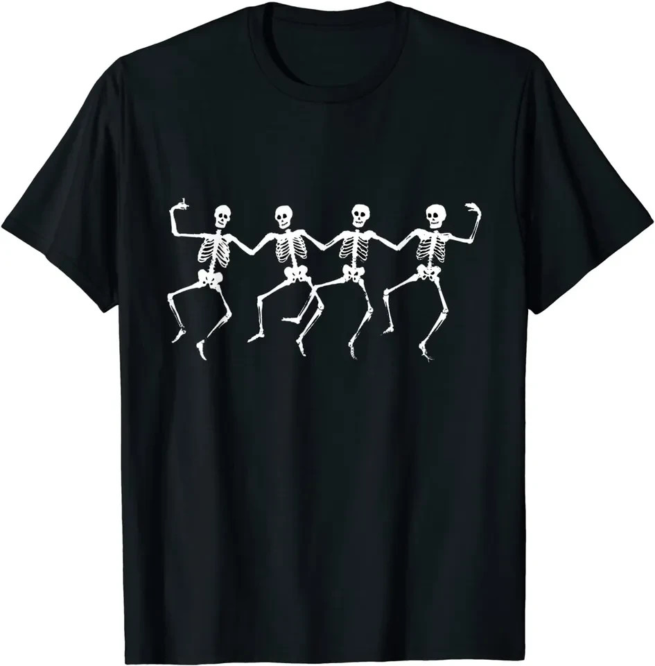 Spooky Dancing Skeletons Classic White Halloween Long Sleeves
